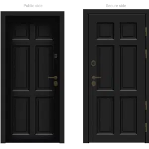 Rendering of Embassy series security door for home, public side and secure side